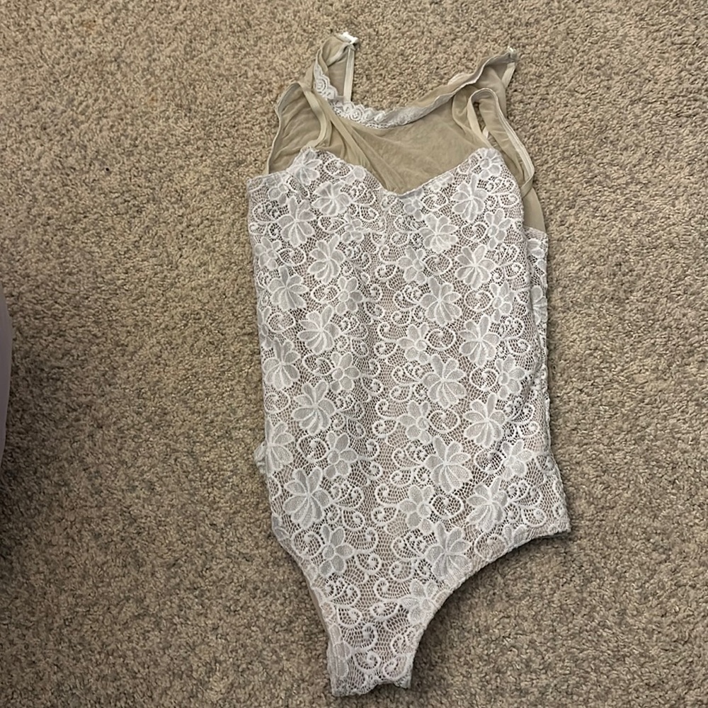 Adult Small Floral White Leotard
